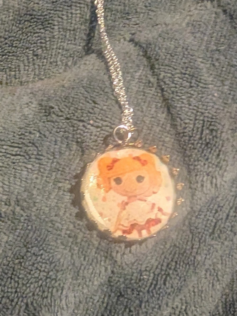 Whimsical Orange Doll Pendant Necklace for Women